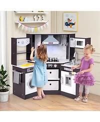 Kids Play Kitchen Playset with Realistic Lights and Sounds Interactive Cooking Toy for Toddlers