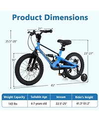 Kids Bike Adjustable with Shock Absorber and Bell Comfortable Safe Ride for Young Cyclists