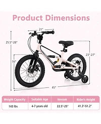 Kids Bike Adjustable with Shock Absorber and Bell Comfortable Safe Ride for Young Cyclists