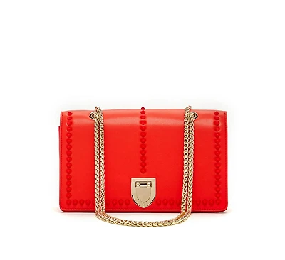 Susu Leather Shoulder Bag with Chain Strap, Medium Size Crossbody Bag Red Purse