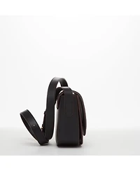 Susu Black Leather Saddle Bag Women s Crossbody Purse with Flap Closure and Adjustable Strap