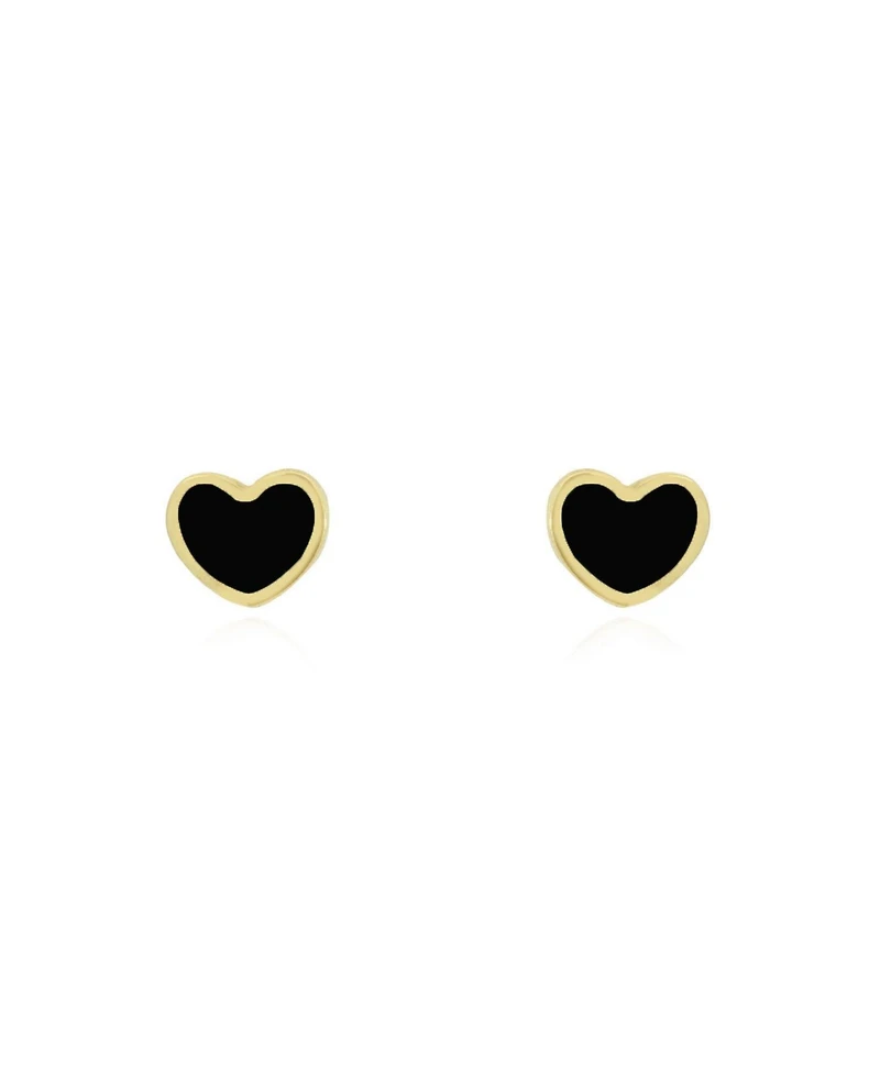 The Lovery Mini Onyx Heart Stud Earrings 14K Gold