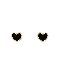 The Lovery Mini Onyx Heart Stud Earrings 14K Gold