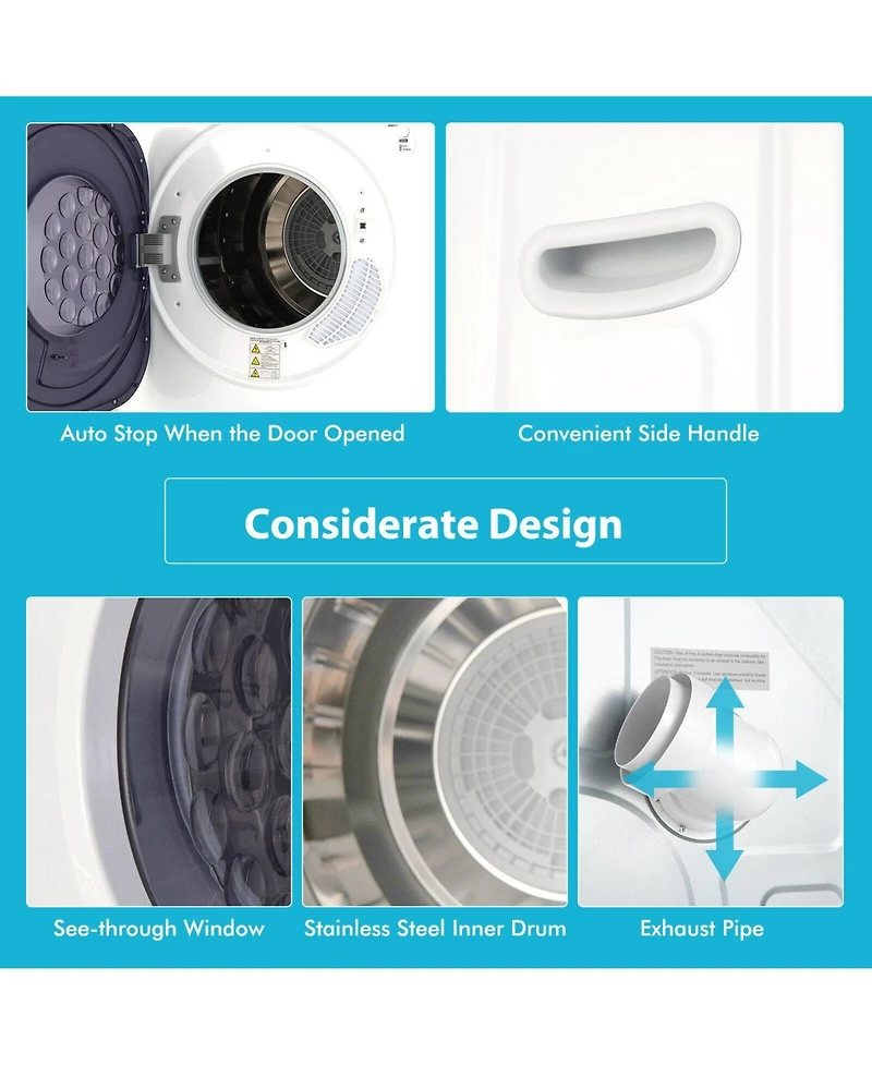 1500W Compact Laundry Dryer with Touch Panel
