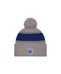 New Era Men's Gray Indianapolis Colts 2024 Sideline Sport Cuffed with Pom Knit Hat