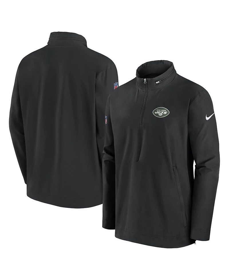 Nike Men's Black New York Jets Sideline Coach Half-Zip Jacket