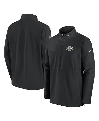 Nike Men's Black New York Jets Sideline Coach Half-Zip Jacket
