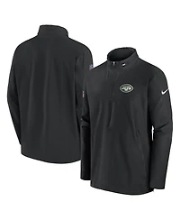 Nike Men's Black New York Jets Sideline Coach Half-Zip Jacket