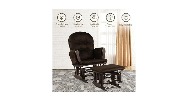 Baby Nursery Relax Rocker Rocking Chair Glider and Ottoman Set