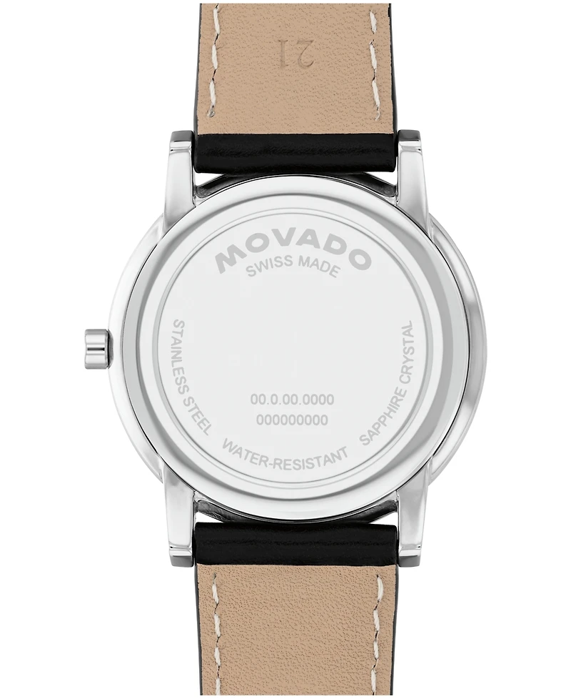 Movado Men's Museum Classic Swiss Quartz Black Calfskin Watch, 40mm