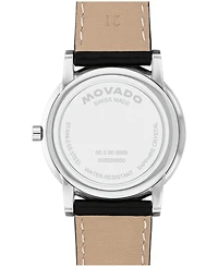 Movado Men's Museum Classic Swiss Quartz Black Calfskin Watch, 40mm