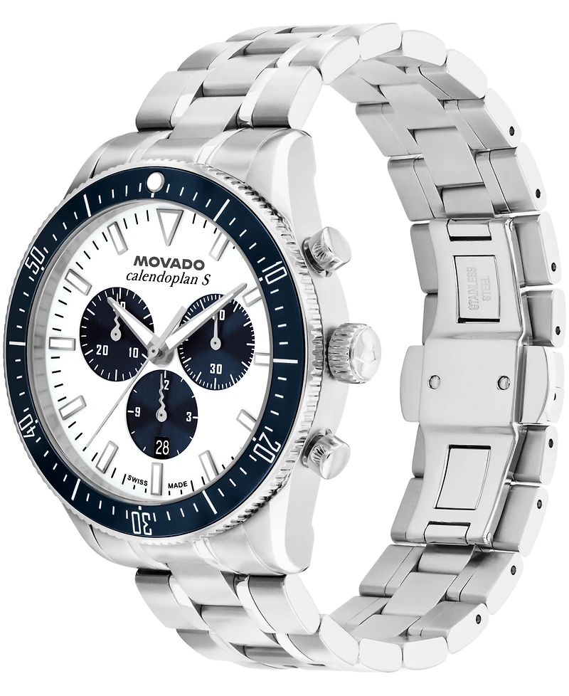 Movado Men's Calendoplan S Swiss Quartz Chrono Stainless-Steel Watch, 42mm