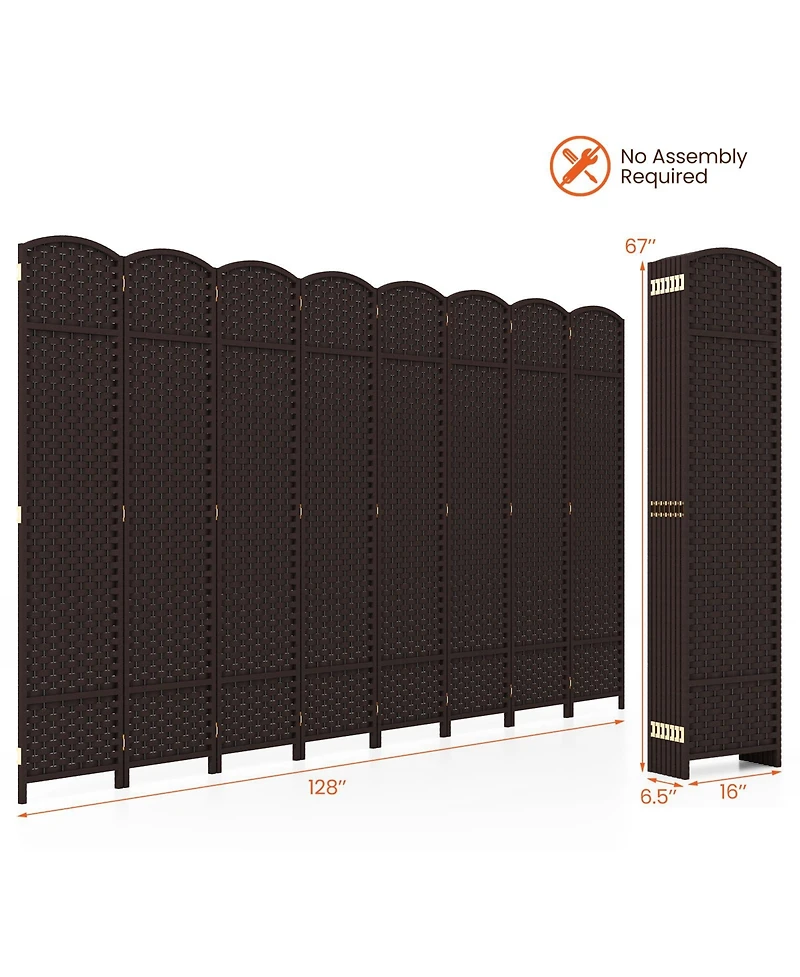 8-Panel Folding Room Divider Portable and Adjustable Privacy Screen for Home or Office