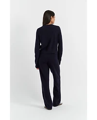 Chinti & Parker Women's Wool Cashmere Blend Crew Neck Cropped Cardigan