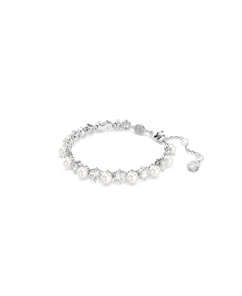 Swarovski Crystal Cultivated Pearl Round Cut Tennis Bracelet