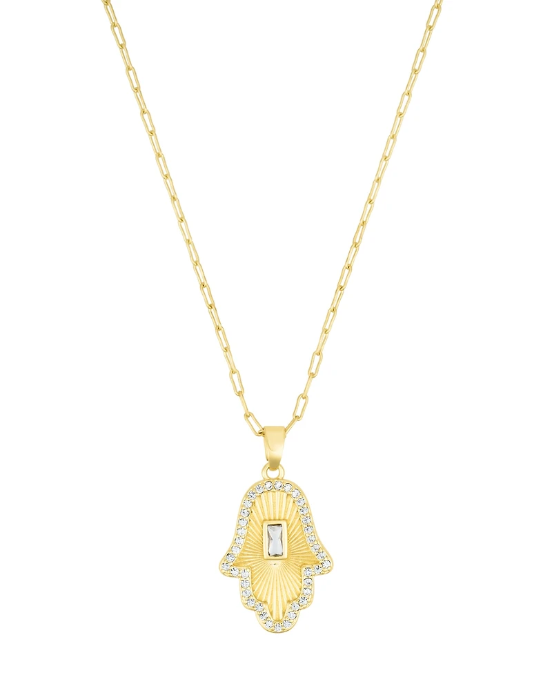 Adornia Gold Adjustable Crystal Baguette Stone Hamsa Necklace