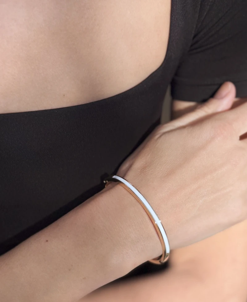 Adornia Gold White Enamel Cuff Bracelet