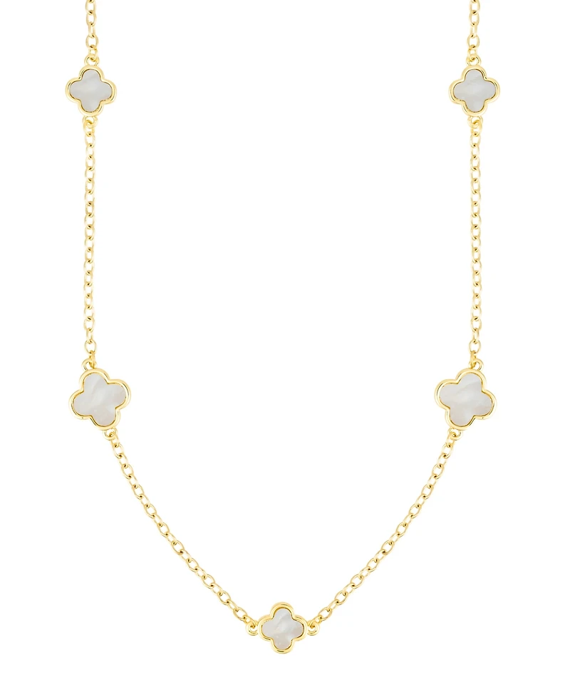 Adornia Gold Mother of Pearl Flower 36" Station Necklace