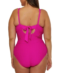 Becca Etc Plus Castaway Textured One-Piece Swimsuit