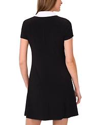 Msk Petite Spread-Collar Short-Sleeve Shift Dress