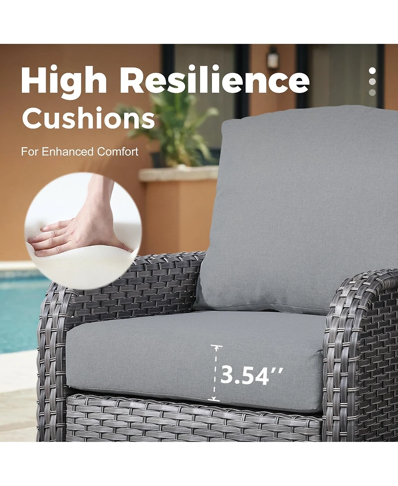 Xizzi 4 Pieces Patio Fruniture Set,Outdoor Wicker Sofa with Outdoor Chairs,Coffee Table,High Back Loveseat Thickened Cushion