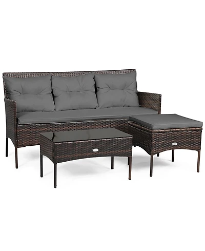 Slickblue Modular 3-Piece Patio Sectional Sofa Set with Thick Cushions – Ideal for Backyard or Porch Lounging