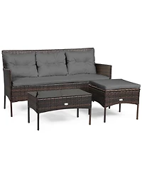 Slickblue Modular 3-Piece Patio Sectional Sofa Set with Thick Cushions – Ideal for Backyard or Porch Lounging