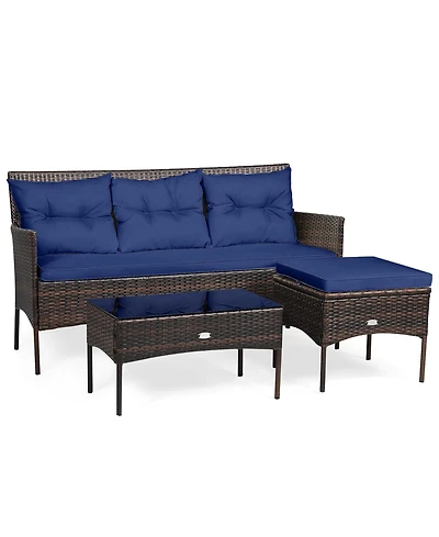 Slickblue Modular 3-Piece Patio Sectional Sofa Set with Thick Cushions – Ideal for Backyard or Porch Lounging