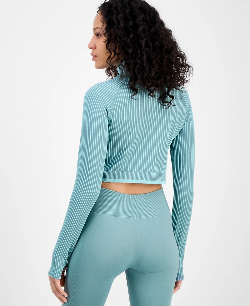 Id Ideology Women's Half-Zip Crop Long-Sleeve Top, Exclusively at Macy's