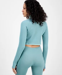 Id Ideology Women's Half-Zip Crop Long-Sleeve Top, Exclusively at Macy's