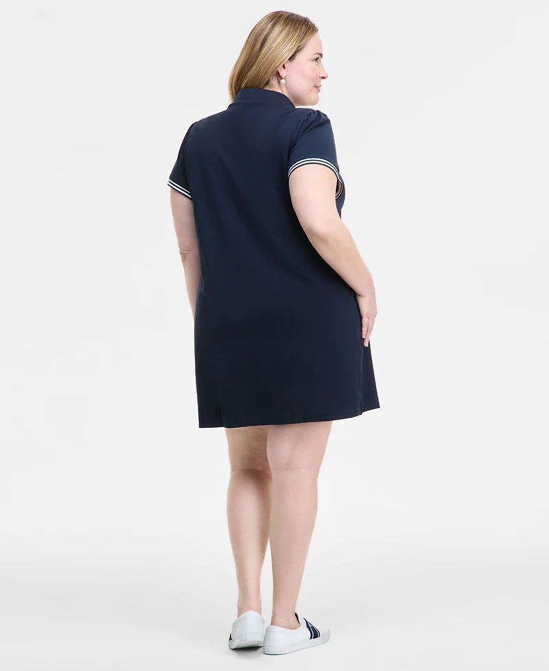 Tommy Hilfiger Plus Size Cotton Puff-Sleeve Polo Dress