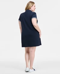 Tommy Hilfiger Plus Size Cotton Puff-Sleeve Polo Dress