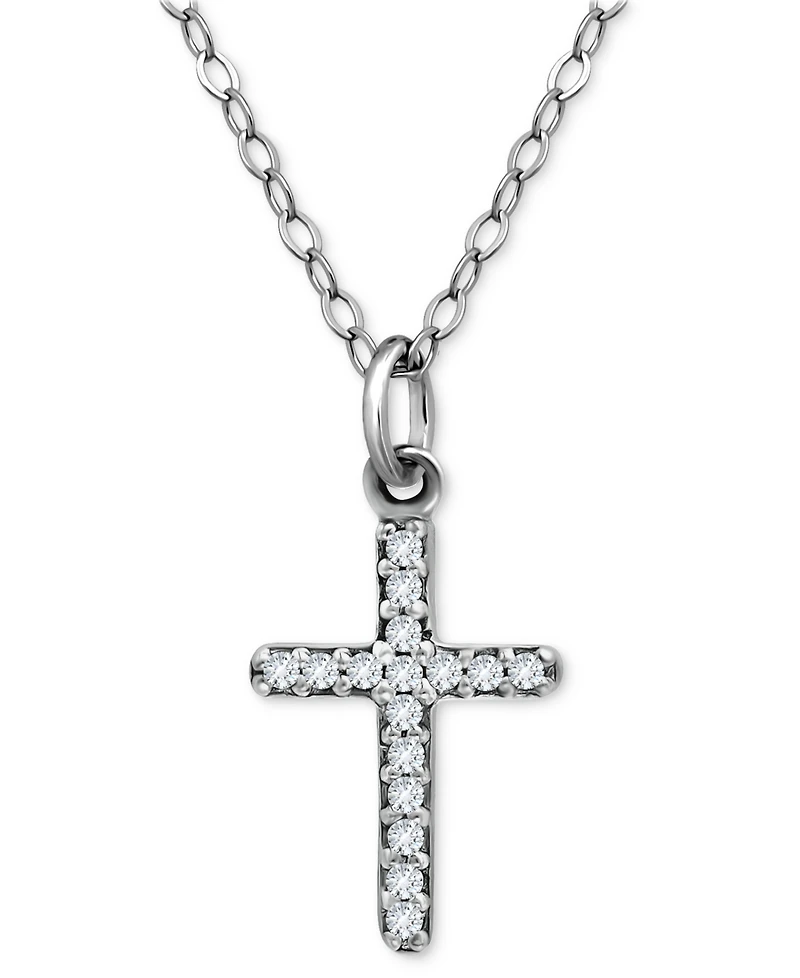 Giani Bernini Cubic Zirconia Cross Pendant Necklace, 16" + 2" extender, Exclusively at Macy's