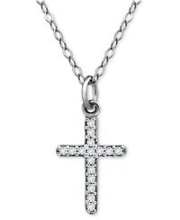 Giani Bernini Cubic Zirconia Cross Pendant Necklace, 16" + 2" extender, Exclusively at Macy's