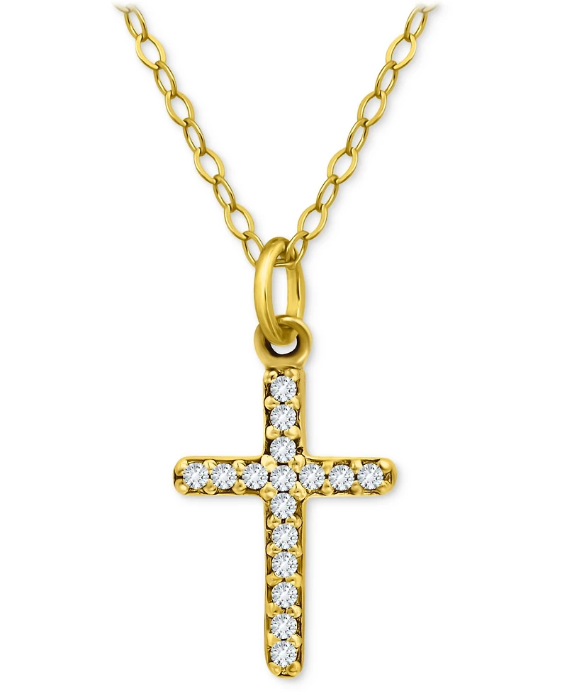 Giani Bernini Cubic Zirconia Cross Pendant Necklace, 16" + 2" extender, Exclusively at Macy's