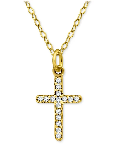 Giani Bernini Cubic Zirconia Cross Pendant Necklace, 16" + 2" extender, Exclusively at Macy's