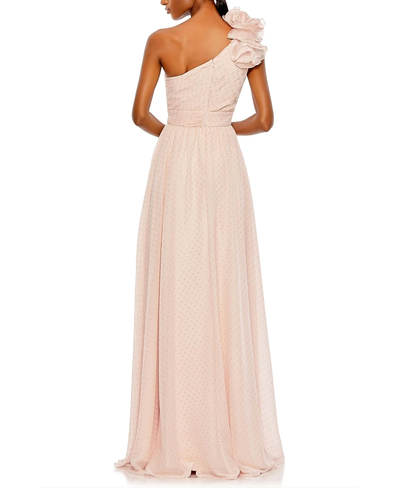 Women's Polka Dot Ruffled One Shoulder Gown
