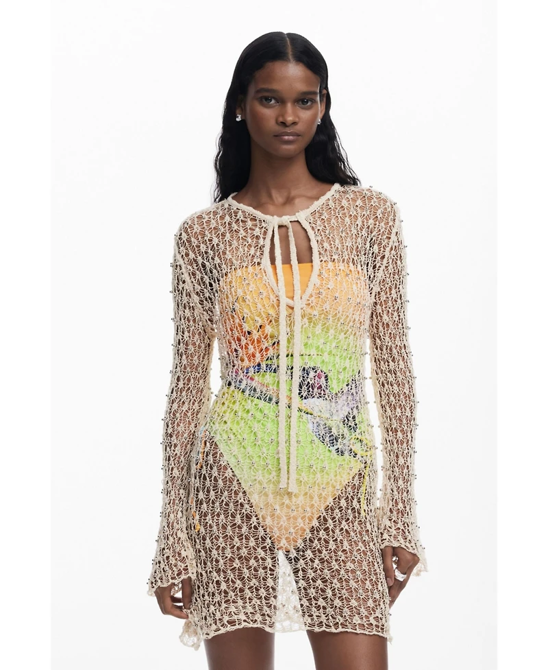 Desigual Women's Beaded crochet dress