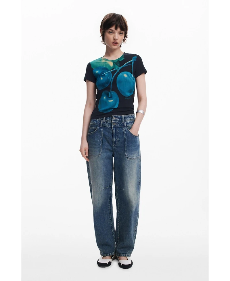 Desigual Women's Cherry Perkins collar T-shirt