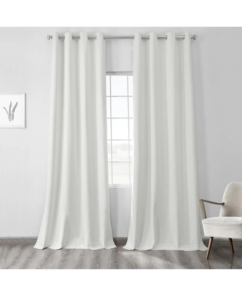 Half Price Drapes Starlight Off White Grommet Thermal Cross Linen Weave Blackout Curtain