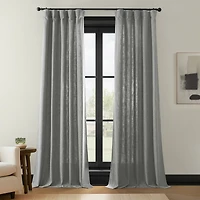 Half Price Drapes Light Grey Simply Faux Linen Light Filtering Curtain Pair (2 Panels