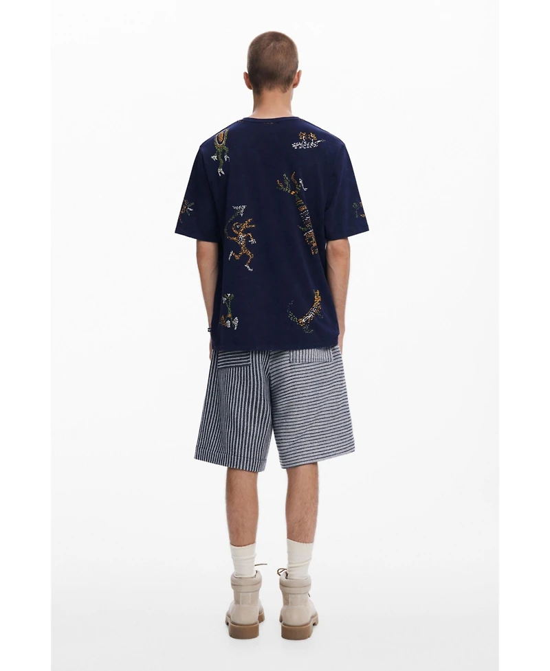 Desigual Men's T-shirt with tribal embroidery
