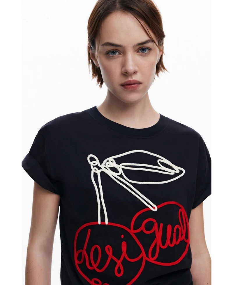 Desigual Women's Cherry lace-up T-shirt