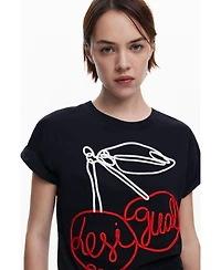 Desigual Women's Cherry lace-up T-shirt