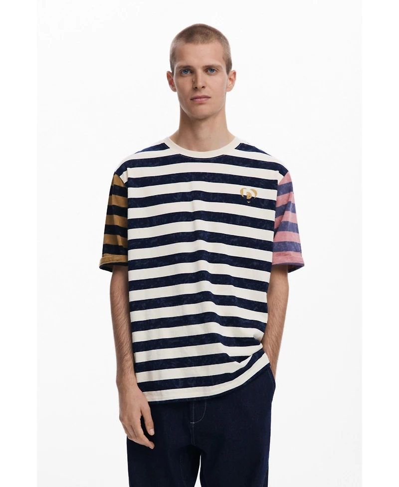 Desigual Men's Striped T-shirt with logo