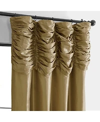 Half Price Drapes Flax Gold Ruched Vintage Textured Faux Dupioni Silk Curtain