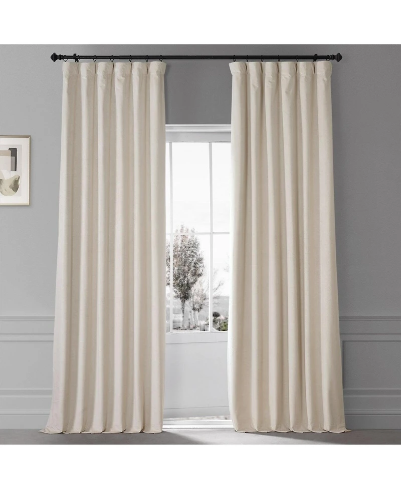 Half Price Drapes Diva Cream Signature Plush Velvet Hotel Blackout Curtain