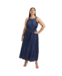 June + Vie Women's Pleated Halter Maxi Dress