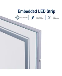 Luvodi 41.3 x 19.7 In Rectangular Led Backlit Illuminated Bathroom Mirror Wall Mounted Makeup Mirror