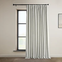 Half Price Drapes Misty White Extra Wide Signature Plush Velvet Hotel Blackout Curtain